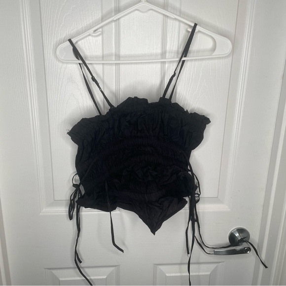 Free People Gabby Ruffle Ruched Tube Top in Black M - Picture 4 of 12